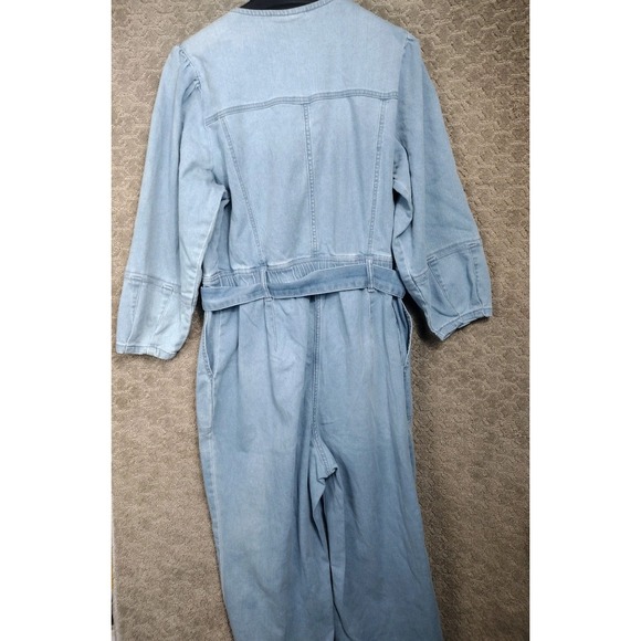 Lane Bryant Denim Long Sleeve Jumpsuit Plus‎ Sz 16S Light Wash Belted - Picture 3 of 3